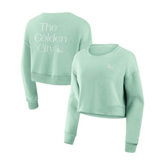 Golden State Warriors Women's Studio Tri-Blend Cropped Pullover Sweatshirt Mint