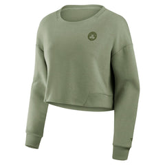 Boston Celtics Women's Studio Tri-Blend Cropped Pullover Sweatshirt Olive