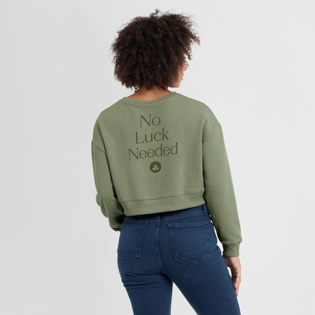 Boston Celtics Women's Studio Tri-Blend Cropped Pullover Sweatshirt Olive