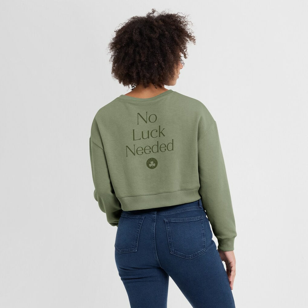 Boston Celtics Women's Studio Tri-Blend Cropped Pullover Sweatshirt Olive