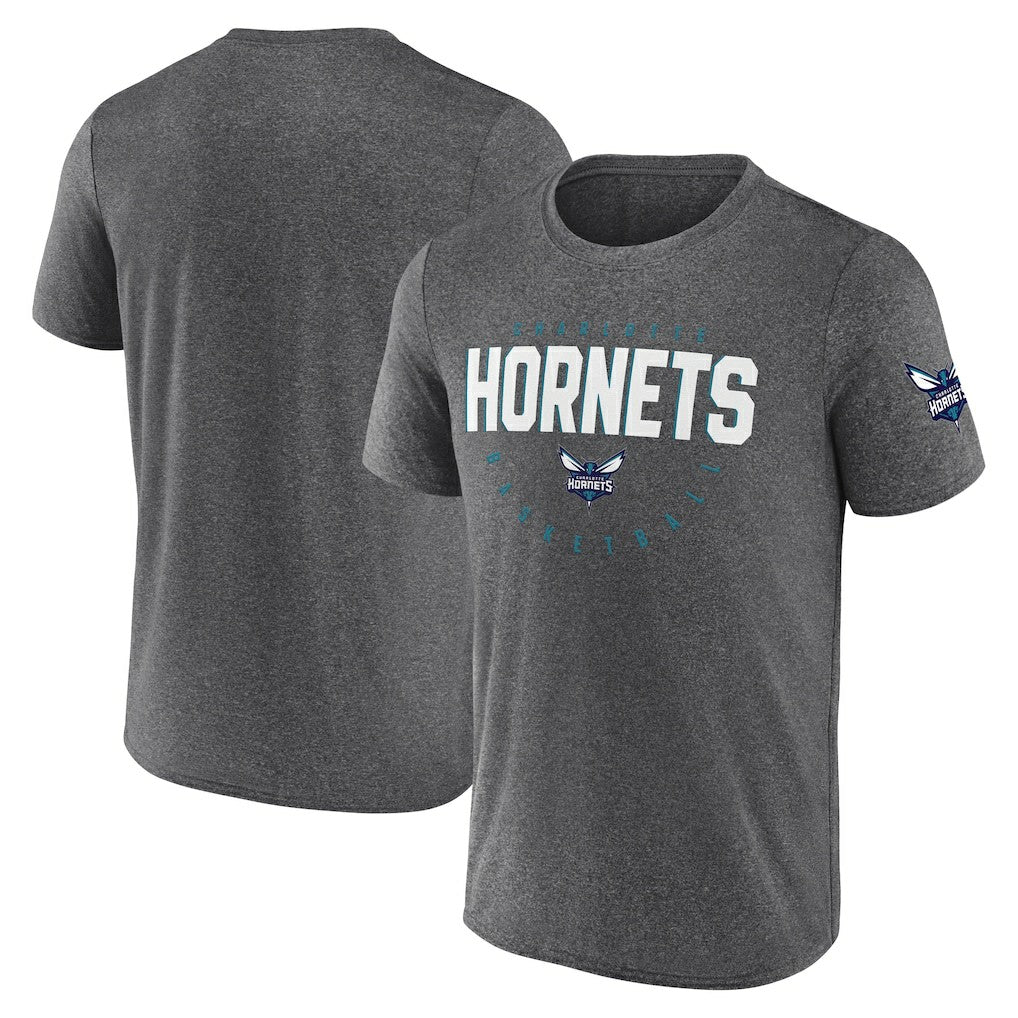 Charlotte Hornets Logo Athletic Block Practice Performance T-Shirt Heather Charcoal