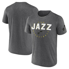 Utah Jazz Logo Athletic Block Practice Performance T-Shirt Heather Charcoal