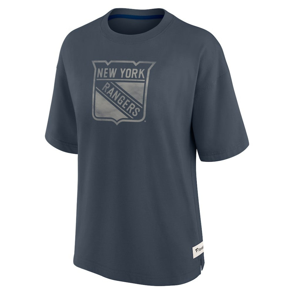NHL New York Rangers Fanatics Women's Oversized Elements Raw Edge Future Ground T-Shirt - Blue