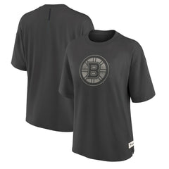NHL Boston Bruins Fanatics Women's Oversized Elements Raw Edge Future Ground T-Shirt - Charcoal