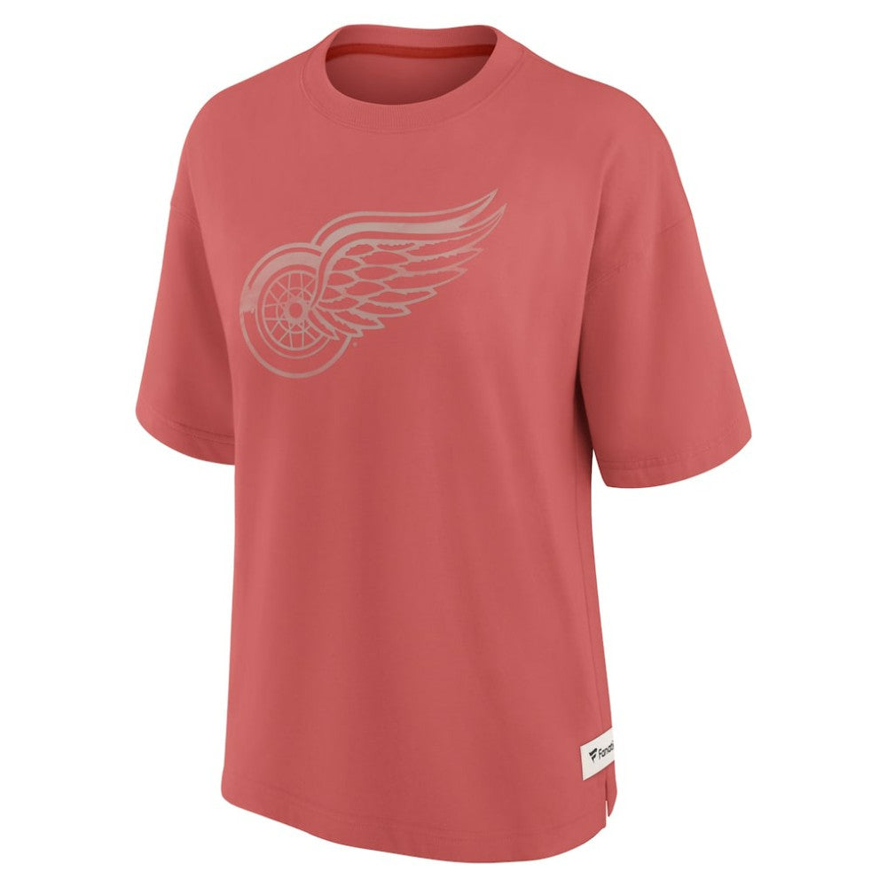 NHL Detroit Red Wings Fanatics Women's Oversized Elements Raw Edge Future Ground T-Shirt - Red