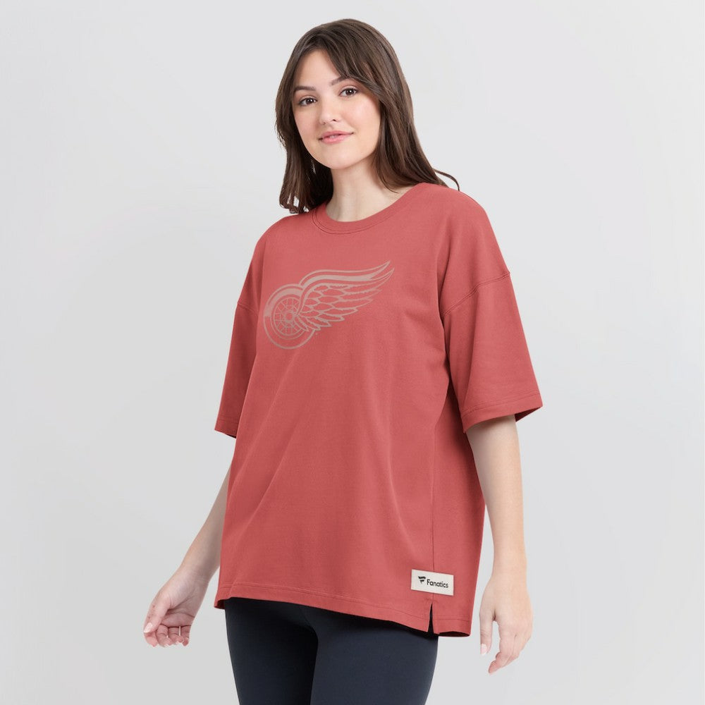 NHL Detroit Red Wings Fanatics Women's Oversized Elements Raw Edge Future Ground T-Shirt - Red