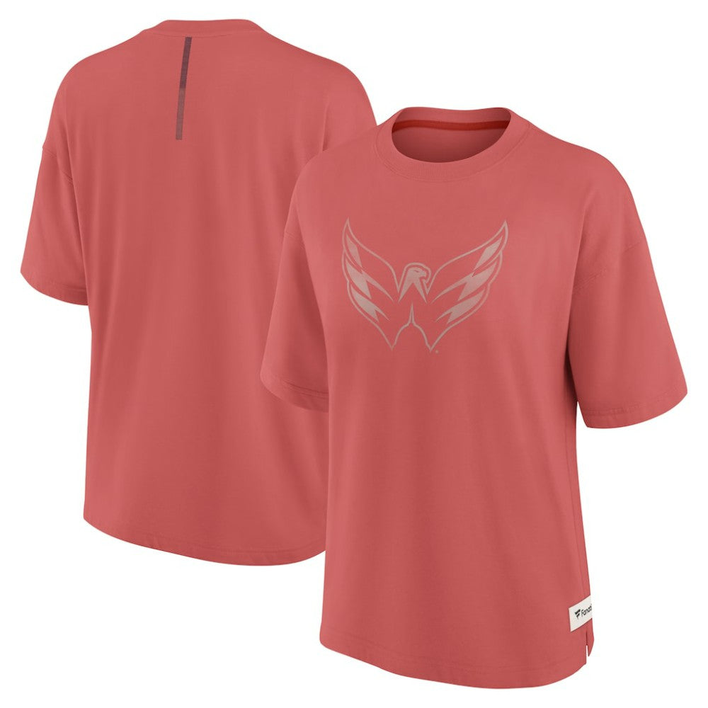 NHL Washington Capitals Fanatics Women's Oversized Elements Raw Edge Future Ground T-Shirt - Red