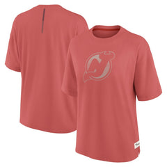 NHL New Jersey Devils Fanatics Women's Oversized Elements Raw Edge Future Ground T-Shirt - Red