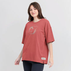 NHL New Jersey Devils Fanatics Women's Oversized Elements Raw Edge Future Ground T-Shirt - Red