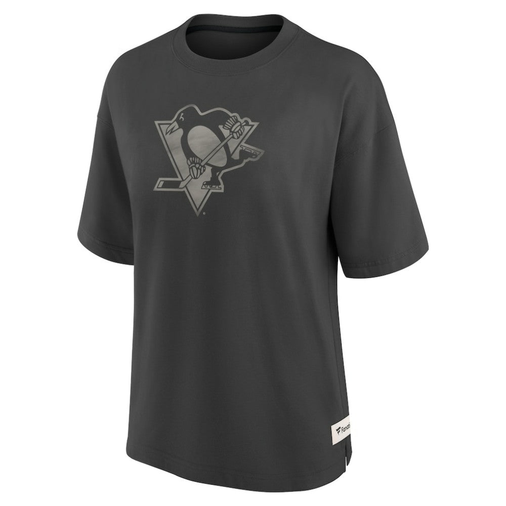 NHL Pittsburgh Penguins Fanatics Women's Oversized Elements Raw Edge Future Ground T-Shirt - Charcoal