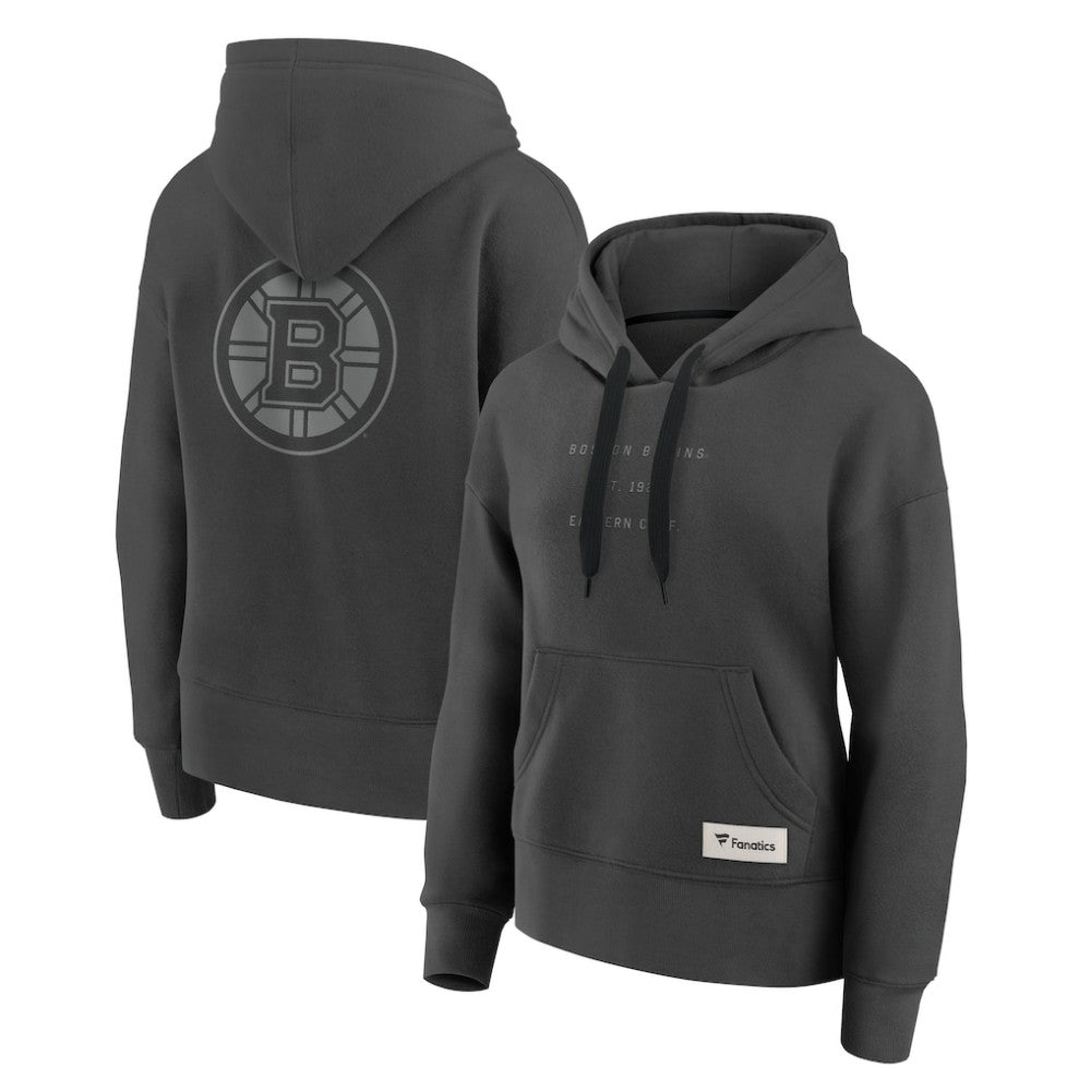 NHL Boston Bruins Fanatics Women's Elements Future Ground Subtle Tonal Pullover Hoodie - Charcoal