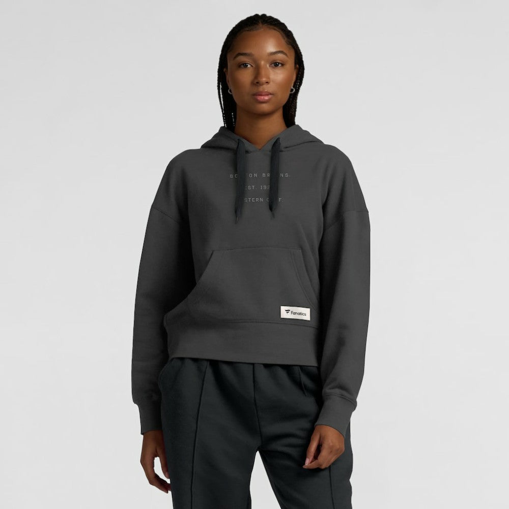 NHL Boston Bruins Fanatics Women's Elements Future Ground Subtle Tonal Pullover Hoodie - Charcoal