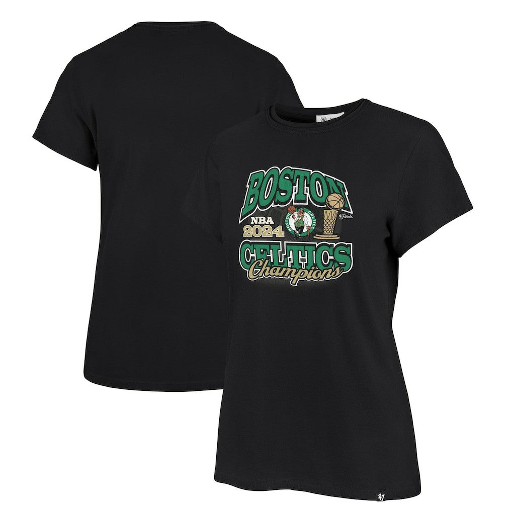 Boston Celtics '47 Women's 2024 NBA Finals Champions Plus Size Trophy Franklin T-Shirt Black