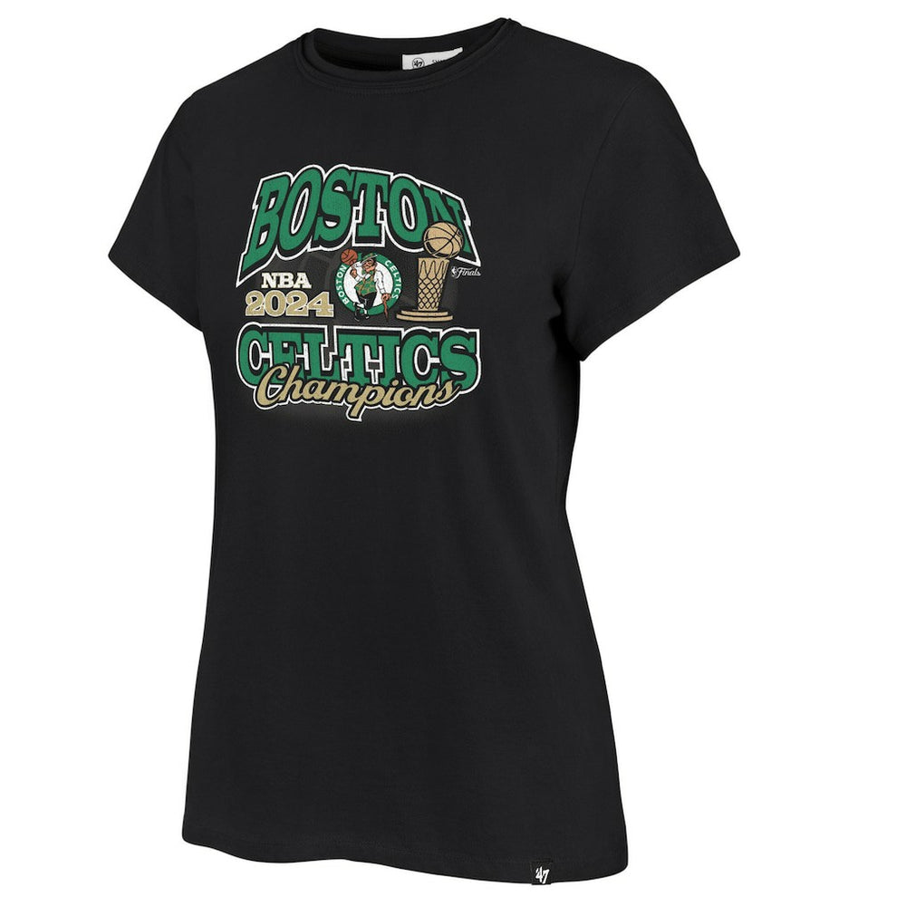 Boston Celtics '47 Women's 2024 NBA Finals Champions Plus Size Trophy Franklin T-Shirt Black
