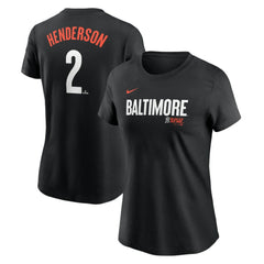 Gunnar Henderson Baltimore Orioles Nike Women's 2024 City Connect Fuse Player Name & Number T-Shirt - Black T-shirts