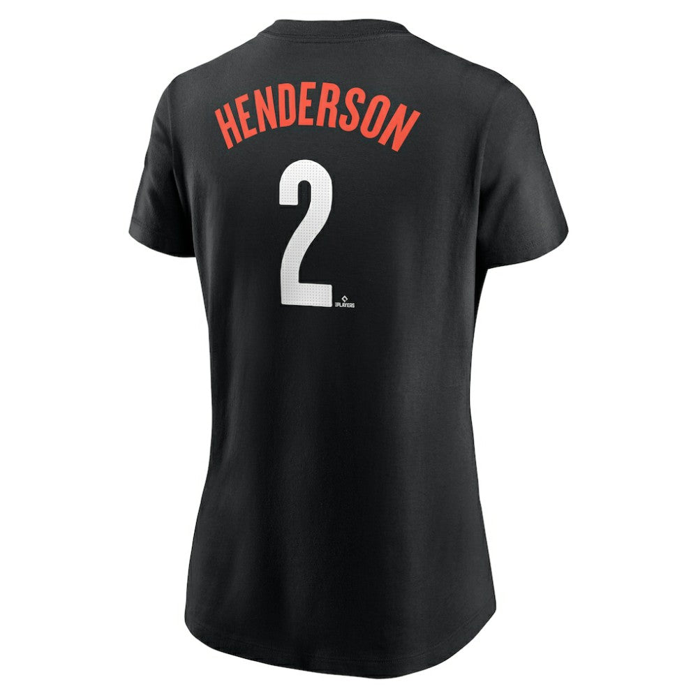 Gunnar Henderson Baltimore Orioles Nike Women's 2024 City Connect Fuse Player Name & Number T-Shirt - Black T-shirts