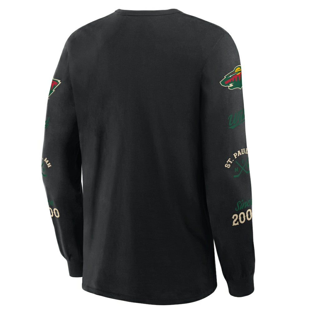 NHL Minnesota Wild Fanatics Boxed In Legacy Long Sleeve T-Shirt - Black