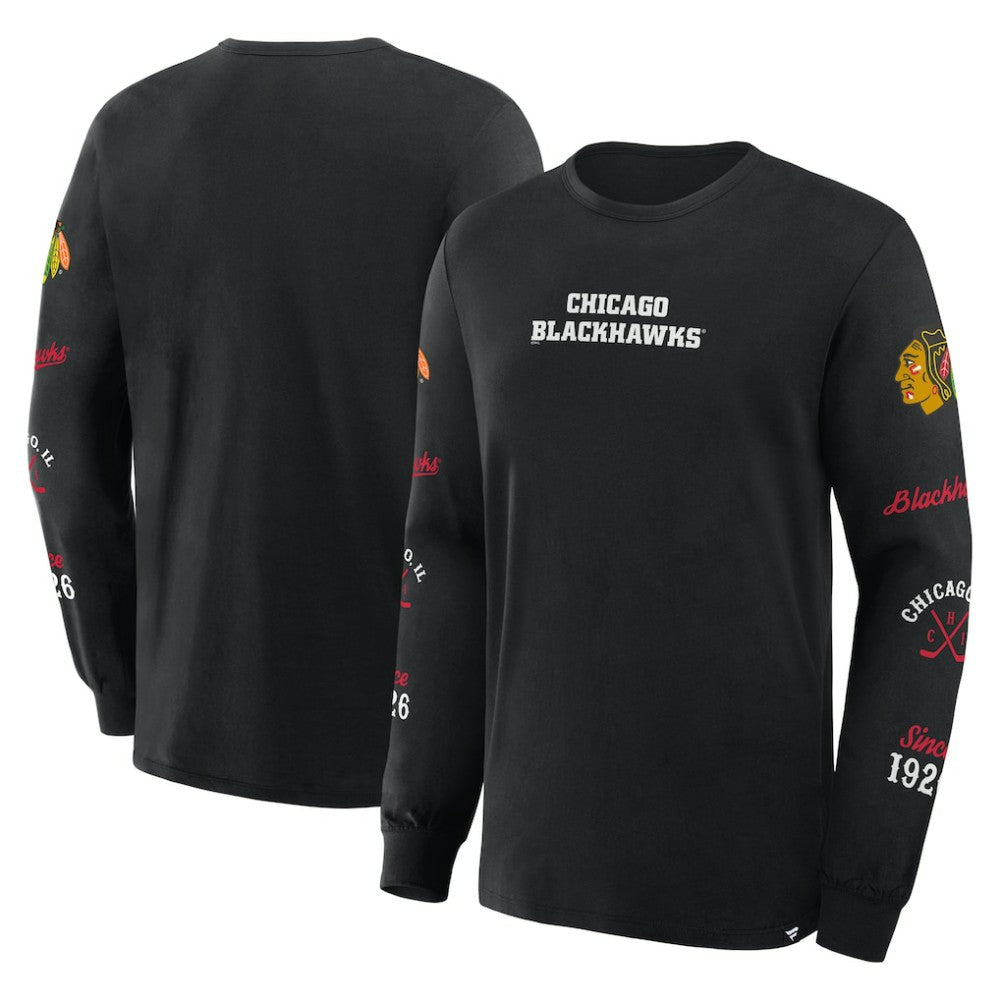 NHL Chicago Blackhawks Fanatics Boxed In Legacy Long Sleeve T-Shirt - Black