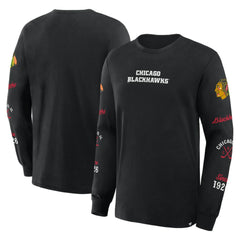 NHL Chicago Blackhawks Fanatics Boxed In Legacy Long Sleeve T-Shirt - Black