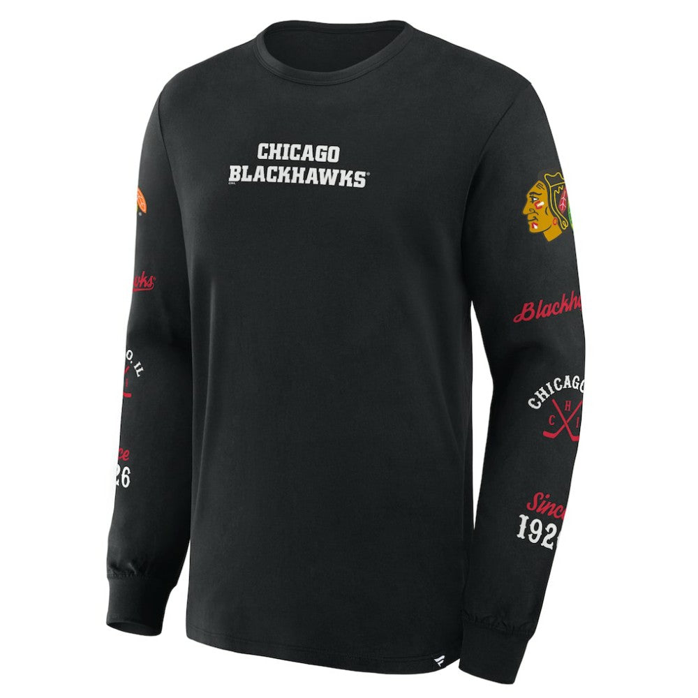 NHL Chicago Blackhawks Fanatics Boxed In Legacy Long Sleeve T-Shirt - Black