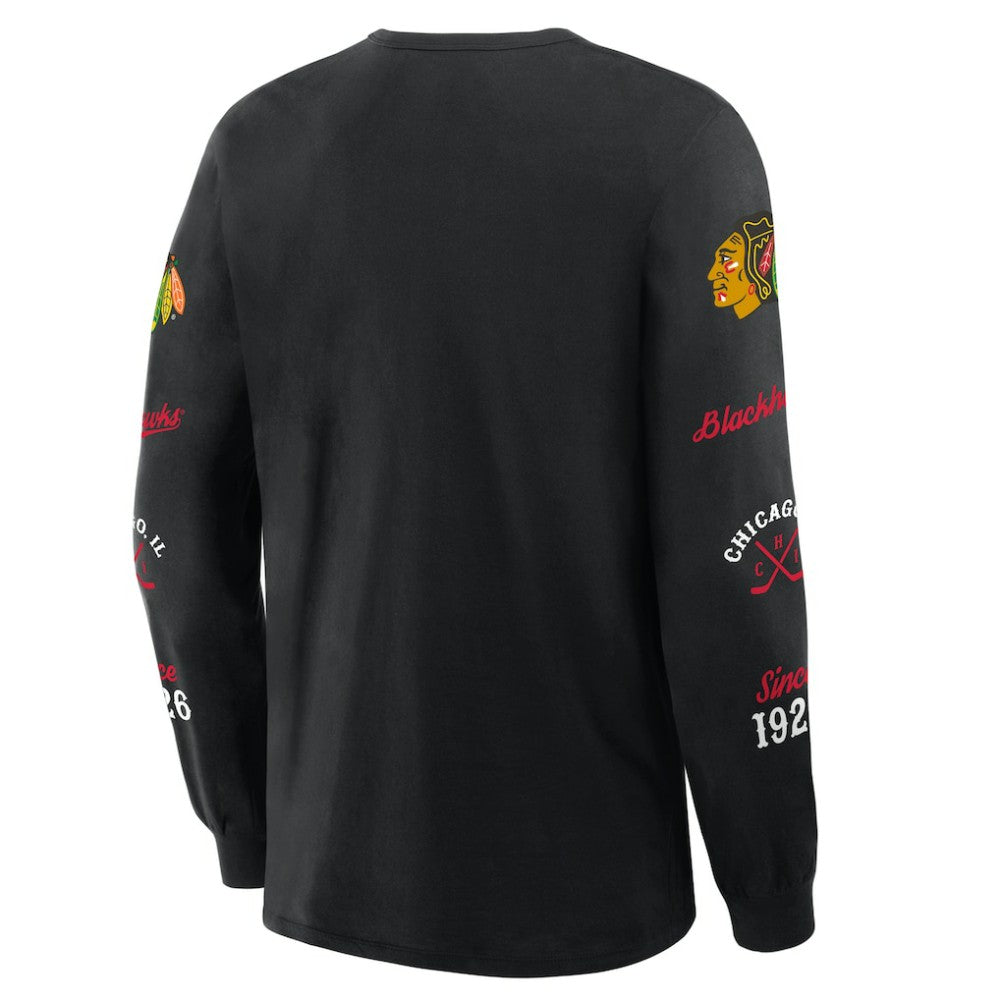 NHL Chicago Blackhawks Fanatics Boxed In Legacy Long Sleeve T-Shirt - Black