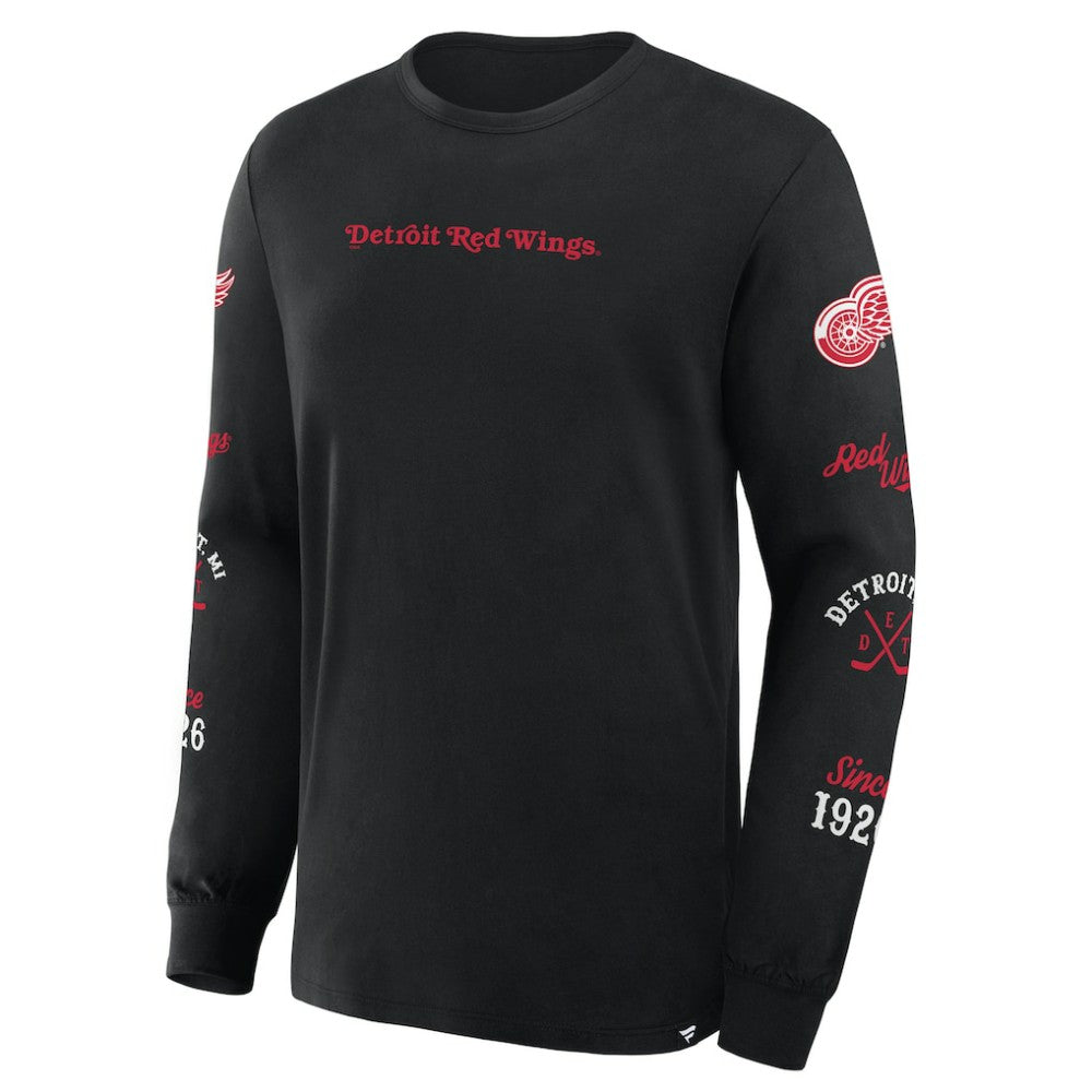 NHL Detroit Red Wings Fanatics Boxed In Legacy Long Sleeve T-Shirt - Black