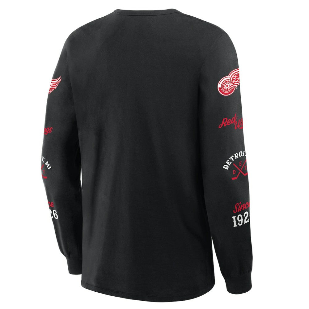 NHL Detroit Red Wings Fanatics Boxed In Legacy Long Sleeve T-Shirt - Black