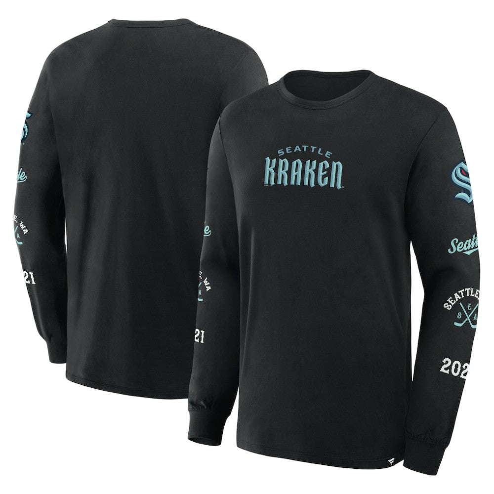 NHL Seattle Kraken Fanatics Boxed In Legacy Long Sleeve T-Shirt - Black