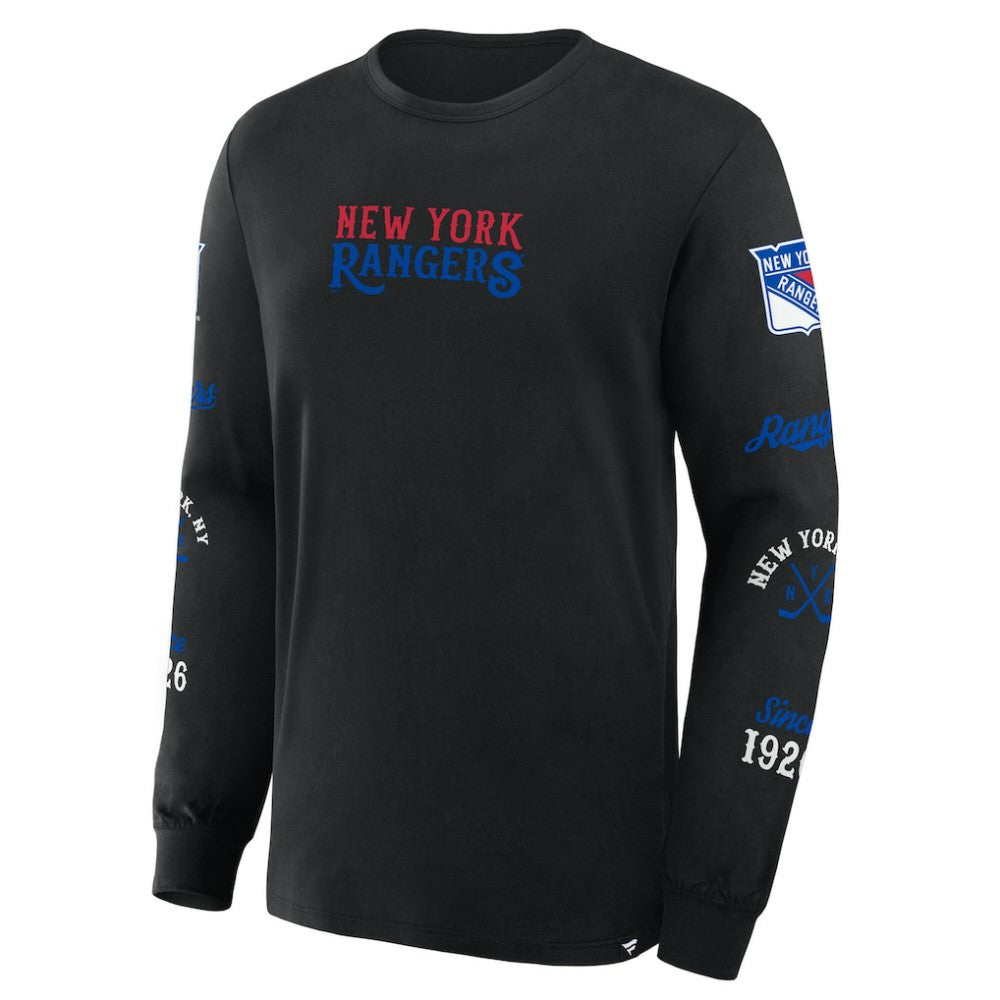 NHL New York Rangers Fanatics Boxed In Legacy Long Sleeve T-Shirt - Black