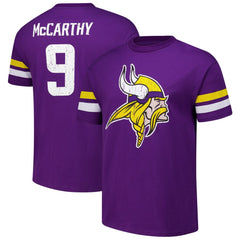 J.J. McCarthy Minnesota Vikings Majestic Threads Name & Number Oversized Fit T-Shirt Purple