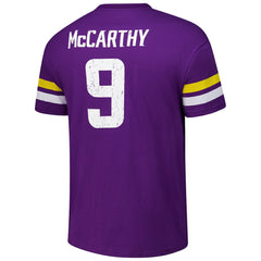 J.J. McCarthy Minnesota Vikings Majestic Threads Name & Number Oversized Fit T-Shirt Purple