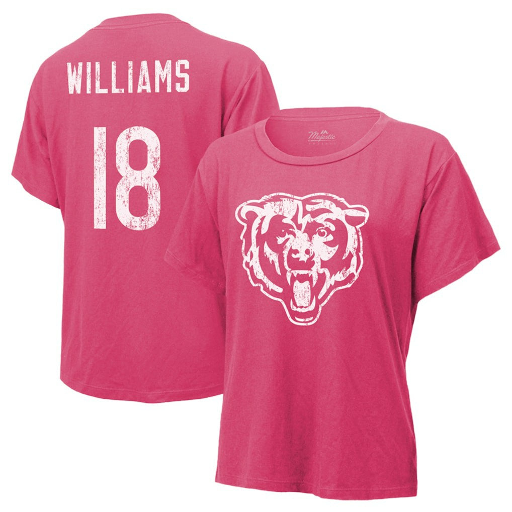 Caleb Williams Chicago Bears Majestic Threads Women's Name & Number T-Shirt Pink