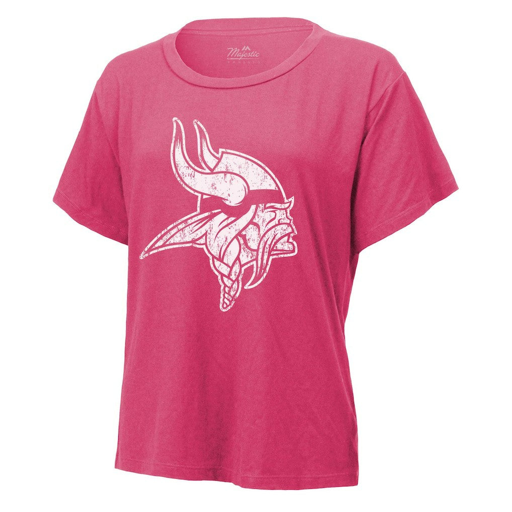 J.J. McCarthy Minnesota Vikings Majestic Threads Women's Name & Number T-Shirt Pink