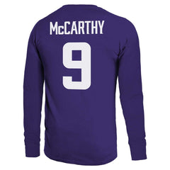 J.J. McCarthy Minnesota Vikings Majestic Threads Name & Number Long Sleeve T-Shirt Purple