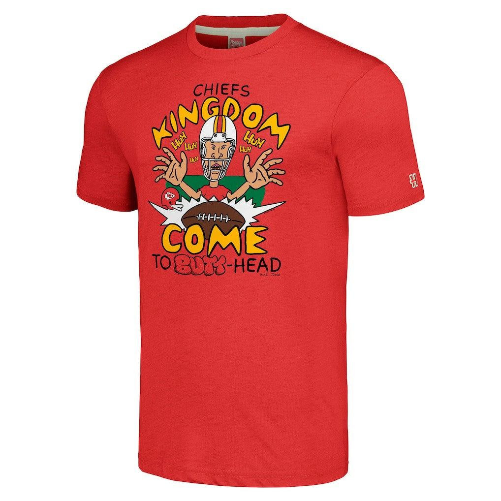 Kansas City Chiefs NFL x Homage x Beavis and Butt-Head Unisex Tri-Blend T-Shirt – Red