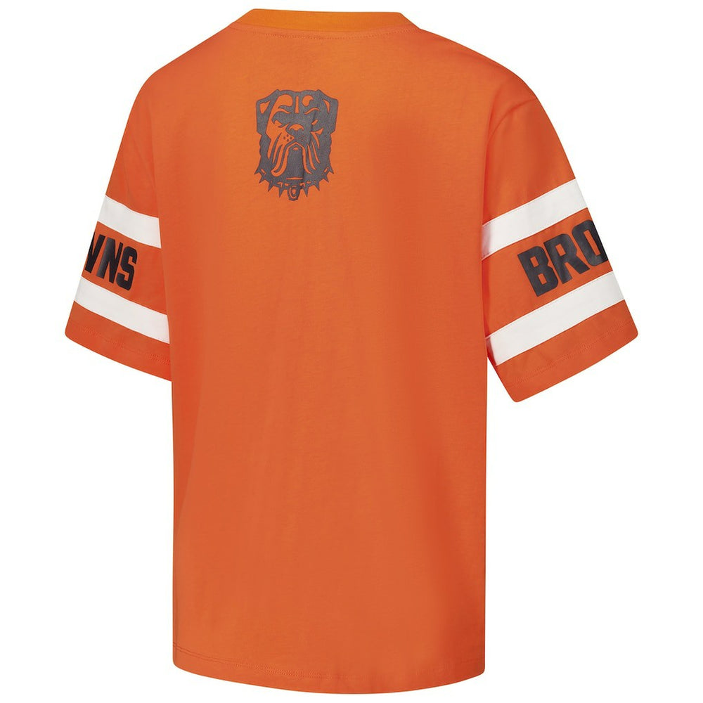 Cleveland Browns The Wild Collective Women's Drop Shoulder T-Shirt Orange