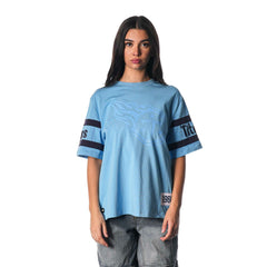 Tennessee Titans The Wild Collective Women's Drop Shoulder T-Shirt Light Blue