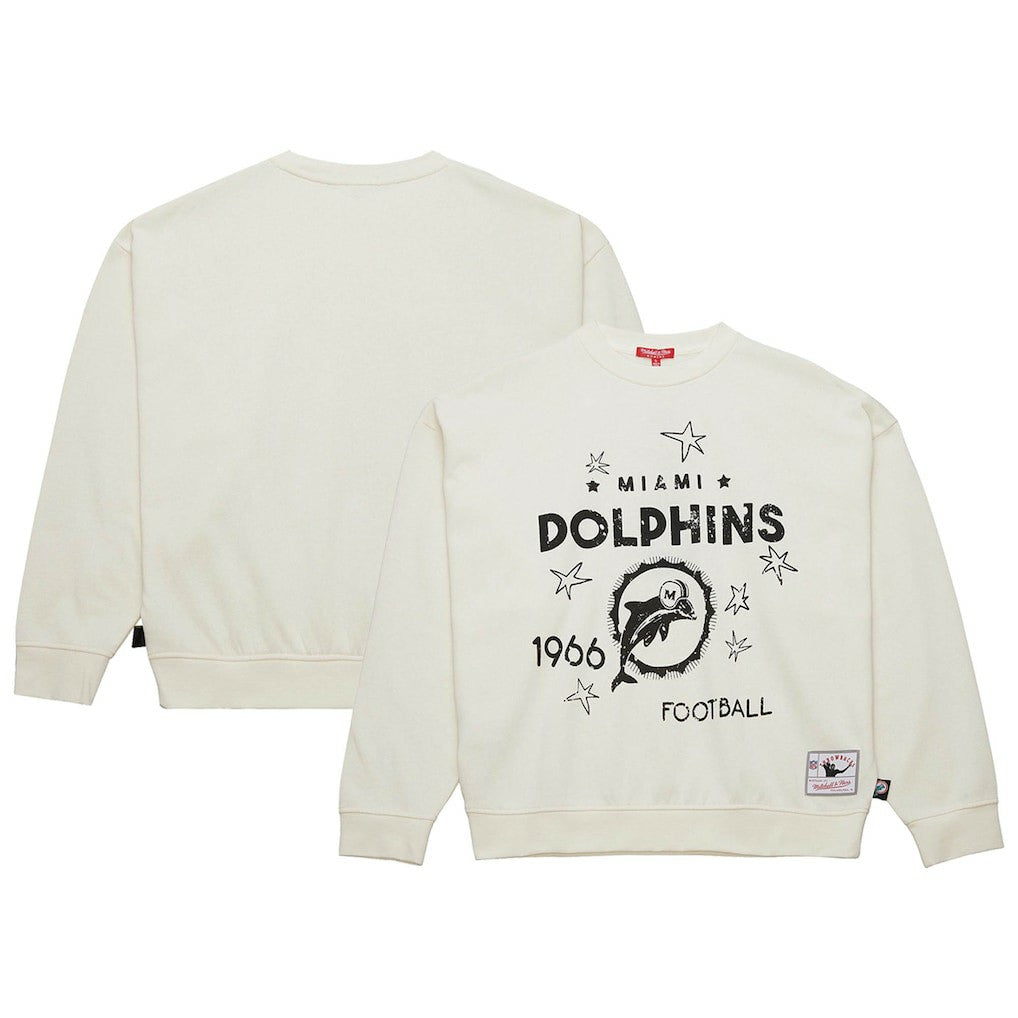 Miami Dolphins Women's Throwback Logo 3.0 Pullover Sweatshirt Cream