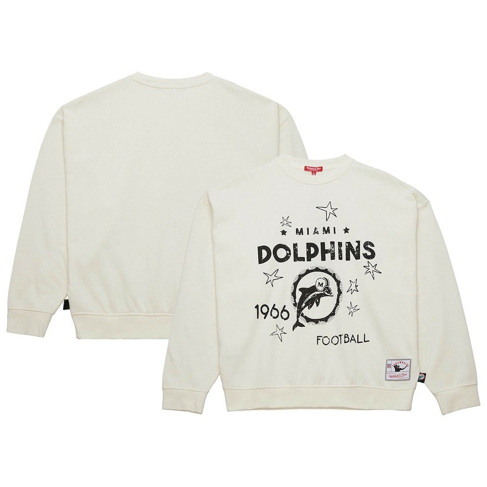 Miami Dolphins Women's Throwback Logo 3.0 Pullover Sweatshirt Cream