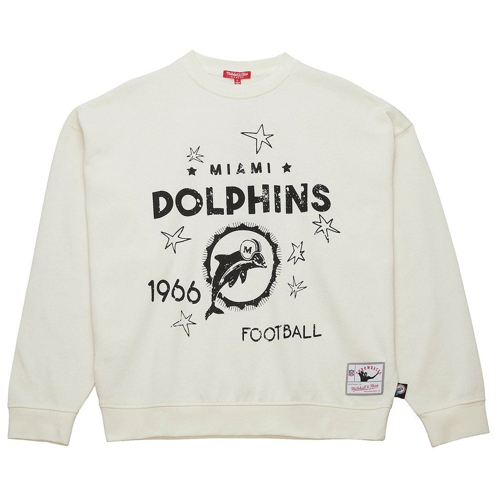 Miami Dolphins Women's Throwback Logo 3.0 Pullover Sweatshirt Cream