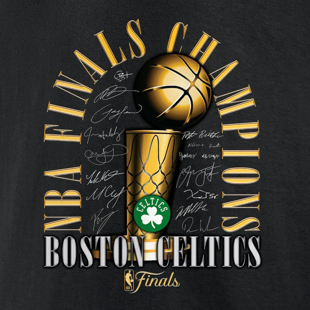 Boston Celtics 2024 NBA Finals Champions Big & Tall Fade Away Jumper Roster Signature T-Shirt Black