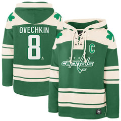 NHL Alexander Ovechkin Washington Capitals '47 St. Patrick's Day Player Name & Number Lacer Pullover Hoodie - Kelly Green