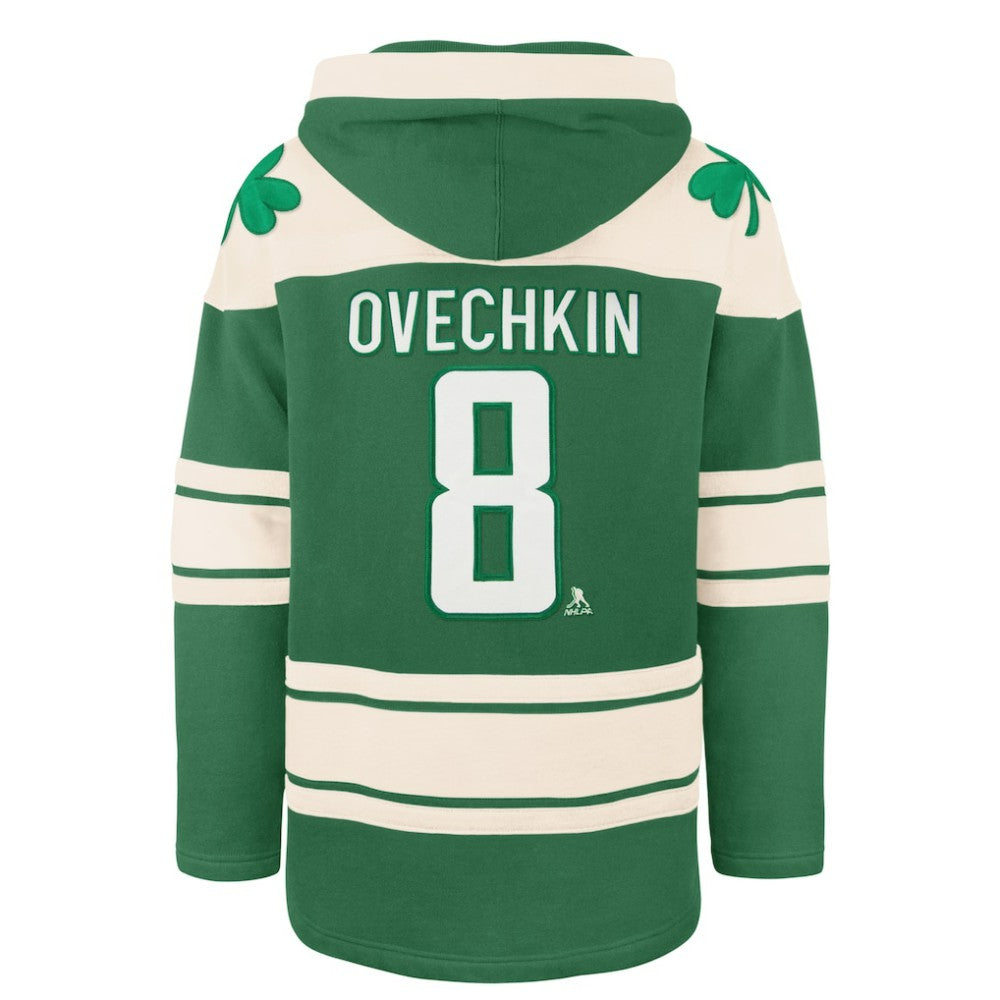 NHL Alexander Ovechkin Washington Capitals '47 St. Patrick's Day Player Name & Number Lacer Pullover Hoodie - Kelly Green
