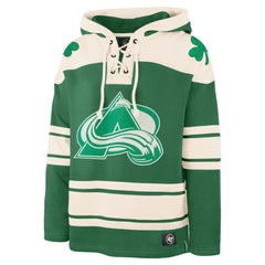 NHL Nathan MacKinnon Colorado Avalanche '47 St. Patrick's Day Player Name & Number Lacer Pullover Hoodie - Kelly Green