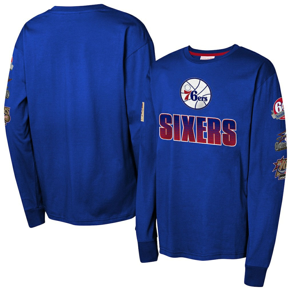 Philadelphia 76ers Youth Hardwood Classics All Over Long Sleeve T-Shirt Royal