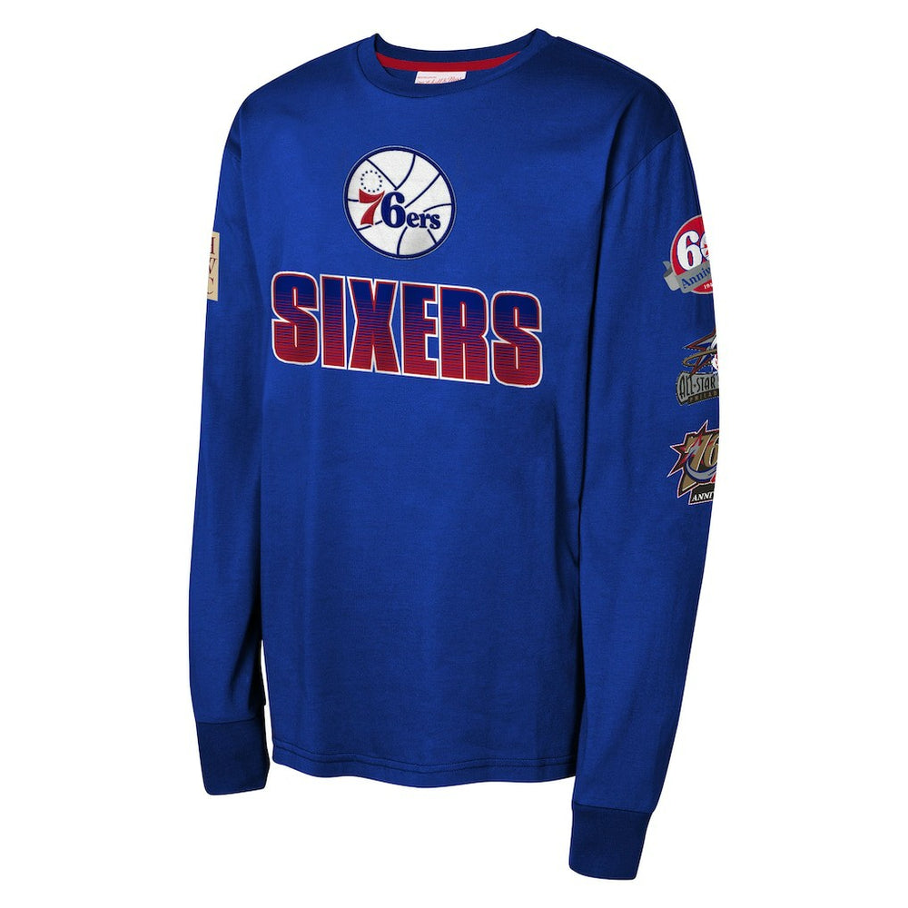 Philadelphia 76ers Youth Hardwood Classics All Over Long Sleeve T-Shirt Royal