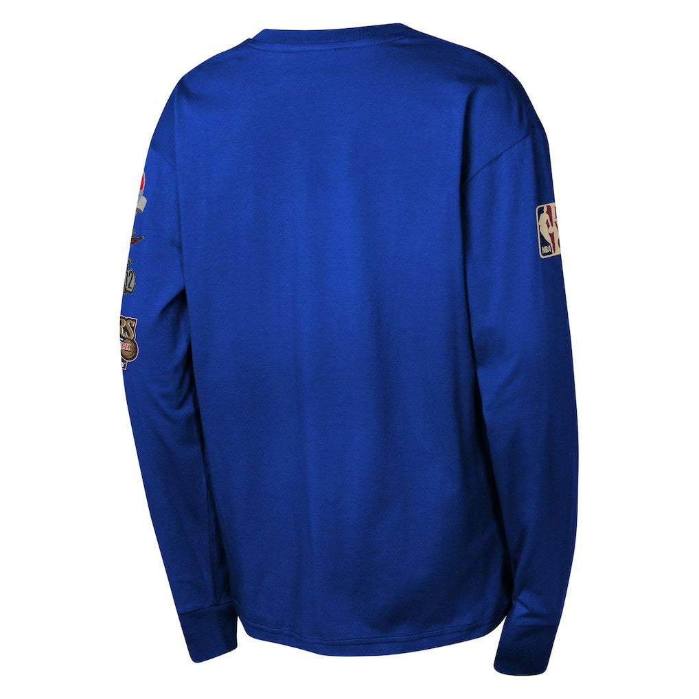 Philadelphia 76ers Youth Hardwood Classics All Over Long Sleeve T-Shirt Royal