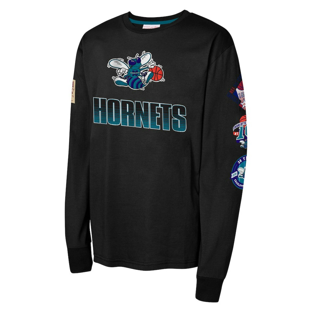 Charlotte Hornets Youth Hardwood Classic All Over Long Sleeve T-Shirt Black