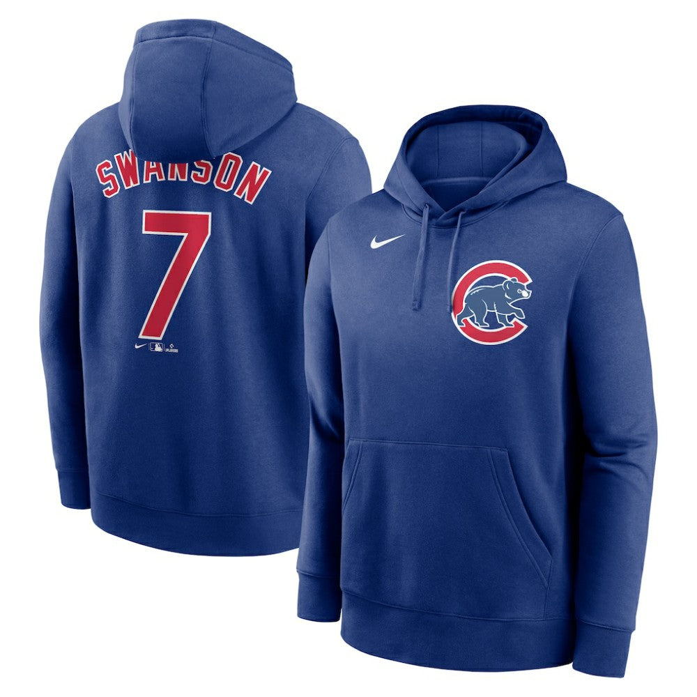 Dansby Swanson Chicago Cubs Nike Player Name & Number Club Pullover Hoodie - Royal Hoodies