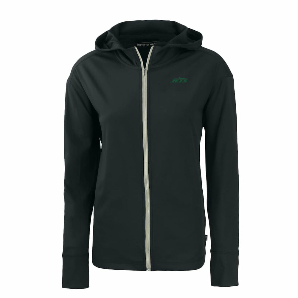 New York Jets Cutter & Buck Women's Primary Logo Daybreak Eco Recycled Full-Zip Hoodie Jacket Black
